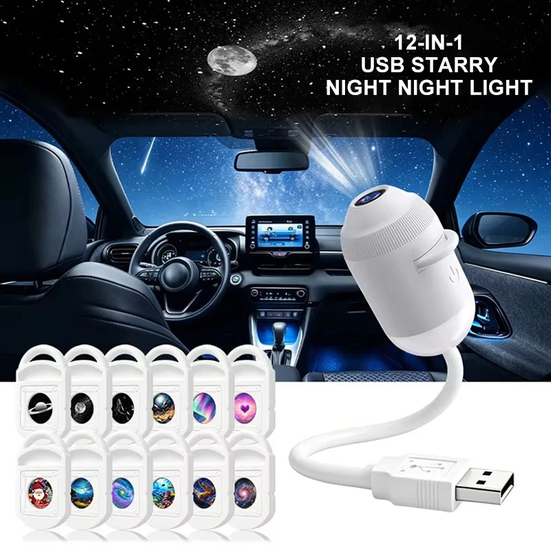 Lámpara Mini 360° con Proyección Galaxia en el Techo