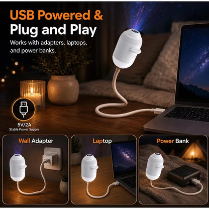 Lámpara Mini 360° con Proyección Galaxia en el Techo