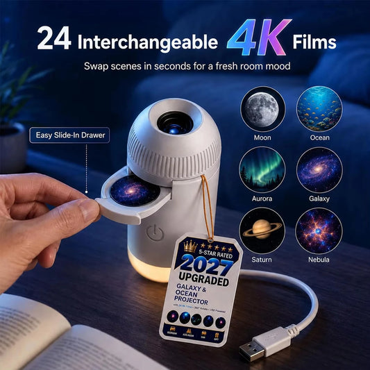 Lámpara Mini 360° con Proyección Galaxia en el Techo